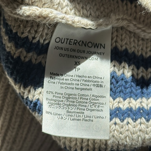 Outerknown sz XS blue white knit pullover hoodie puma cotton great condition - Picture 6 of 8